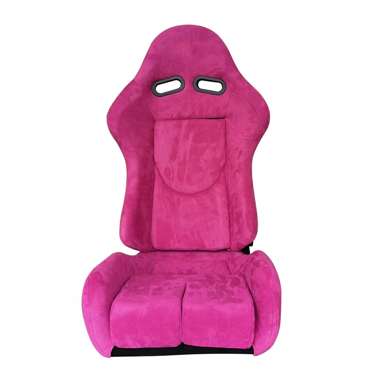 Professional modified car seats rose red plush leather recline bucket sport seats universal
