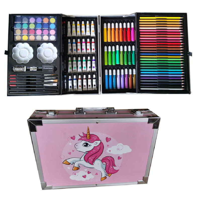 145PCS aluminium Oil pastel crayon Marker Watercolor cakes Children Drawing art painting brush coloring art set