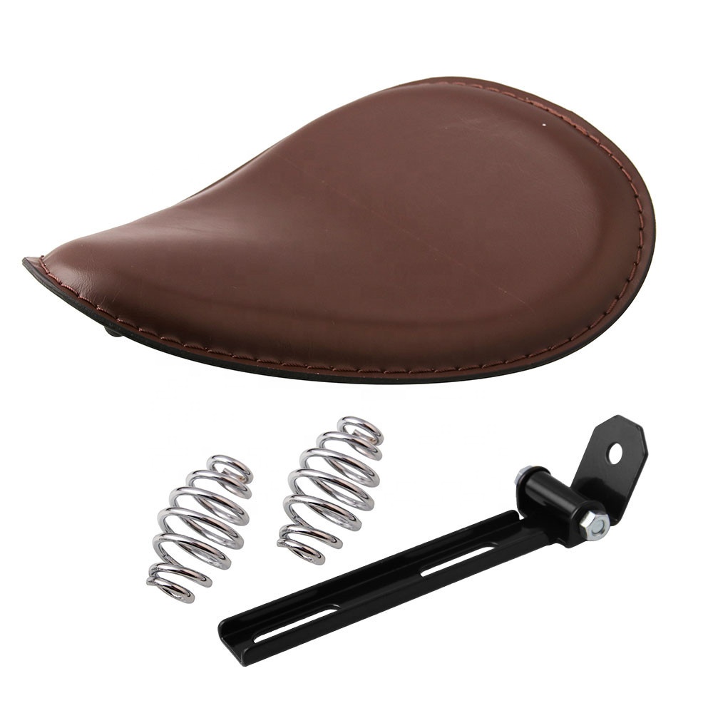 Leather Motorcycle Solo Seat with Springs Mounting Bracket Kit for Harley