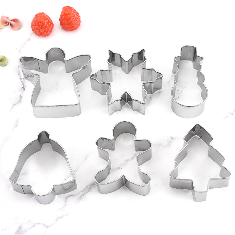 Hot selling 6 piece stainless steel christmas biscuit cookie cutter set