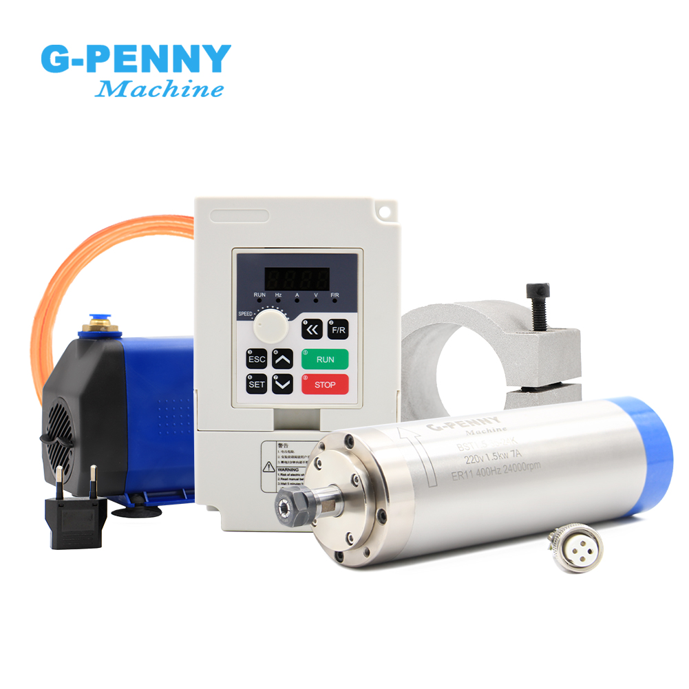 NEW! 1.5KW ER11 D65mm Water Cooled Spindle Motor Kit Products Include 1.5KW QL Inverter ,65mm Aluminium Bracket,75W Water Pump