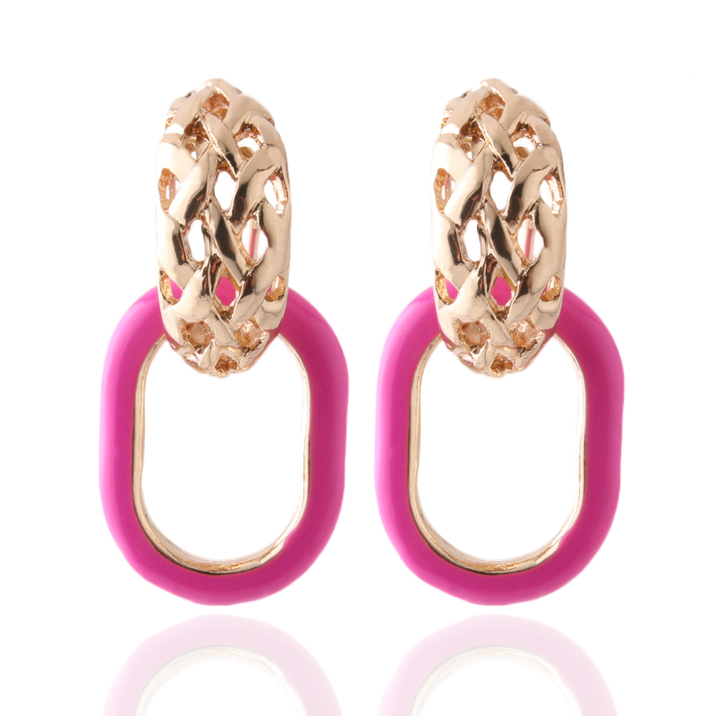 NeeFu WoFu Color Earrings Ring Charm Printed Metal For Woman Ear Oval Large Brinco Printing Oorbellen Jewelry Wholesale
