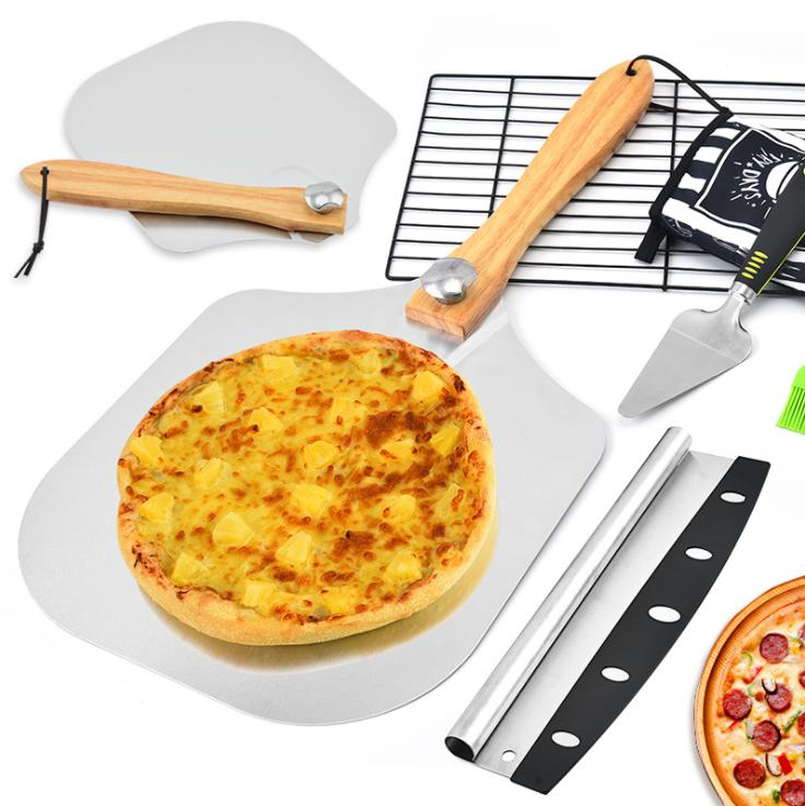 New pizza tools set with Removable pizza shovel Aluminum transfer pizza peels cutter knife sets