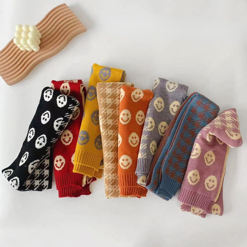 wholesale ready to ship kids fashion winter knitted scarf baby smiley scarves for baby girls 29H015