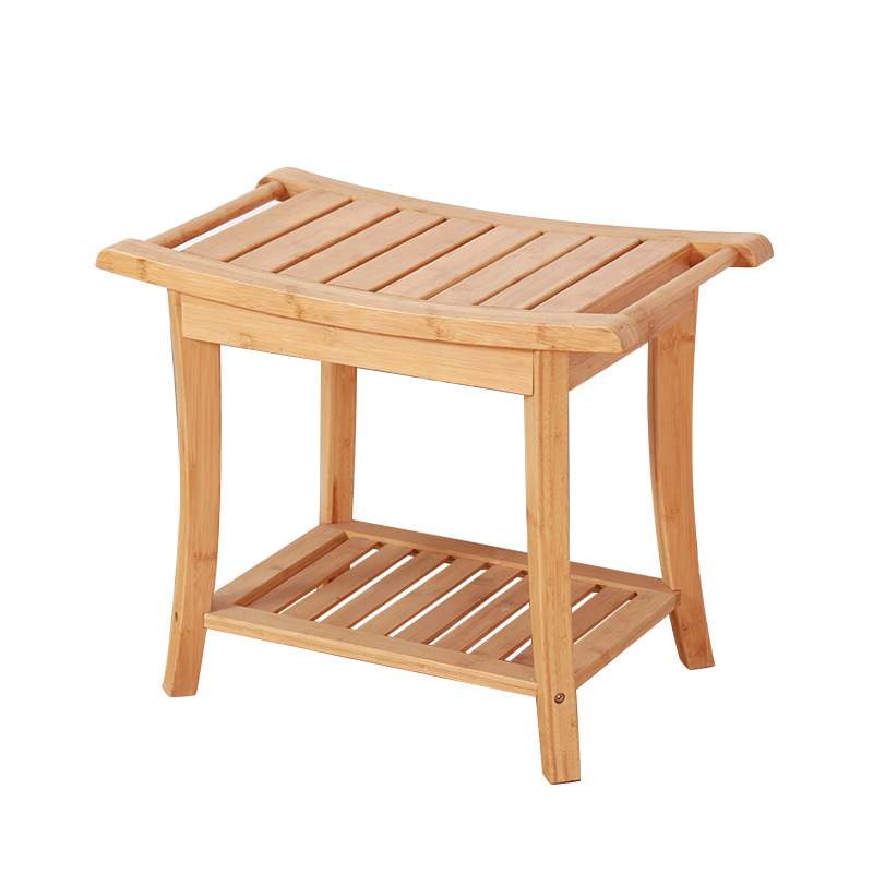 Home Decor Bamboo Shower Seat Bench Spa Bathroom Chair Bath Organizer Wooden Stool With Storage Shelf