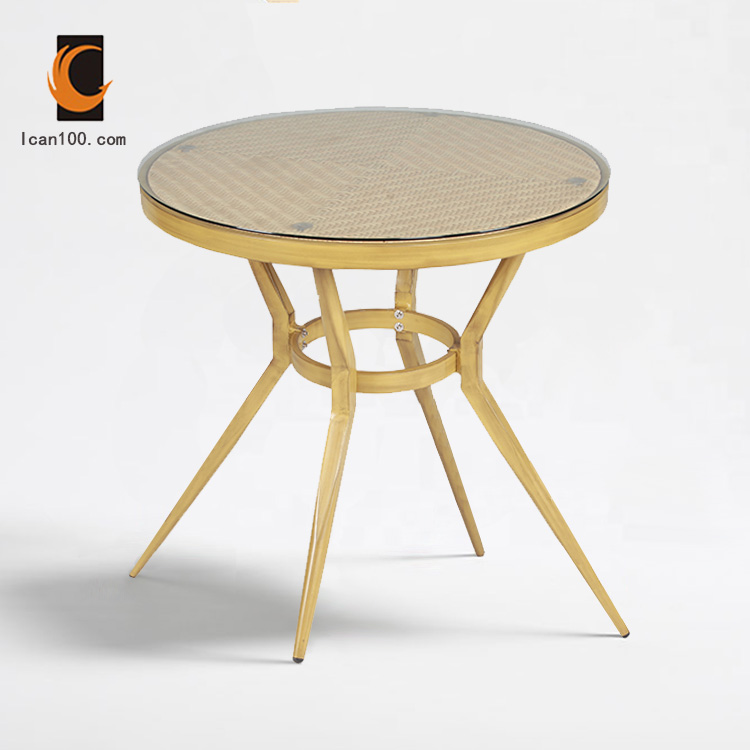 European Style Modern Wicker Round Living Room Furniture Coffee Table Glass Table Coffee Table