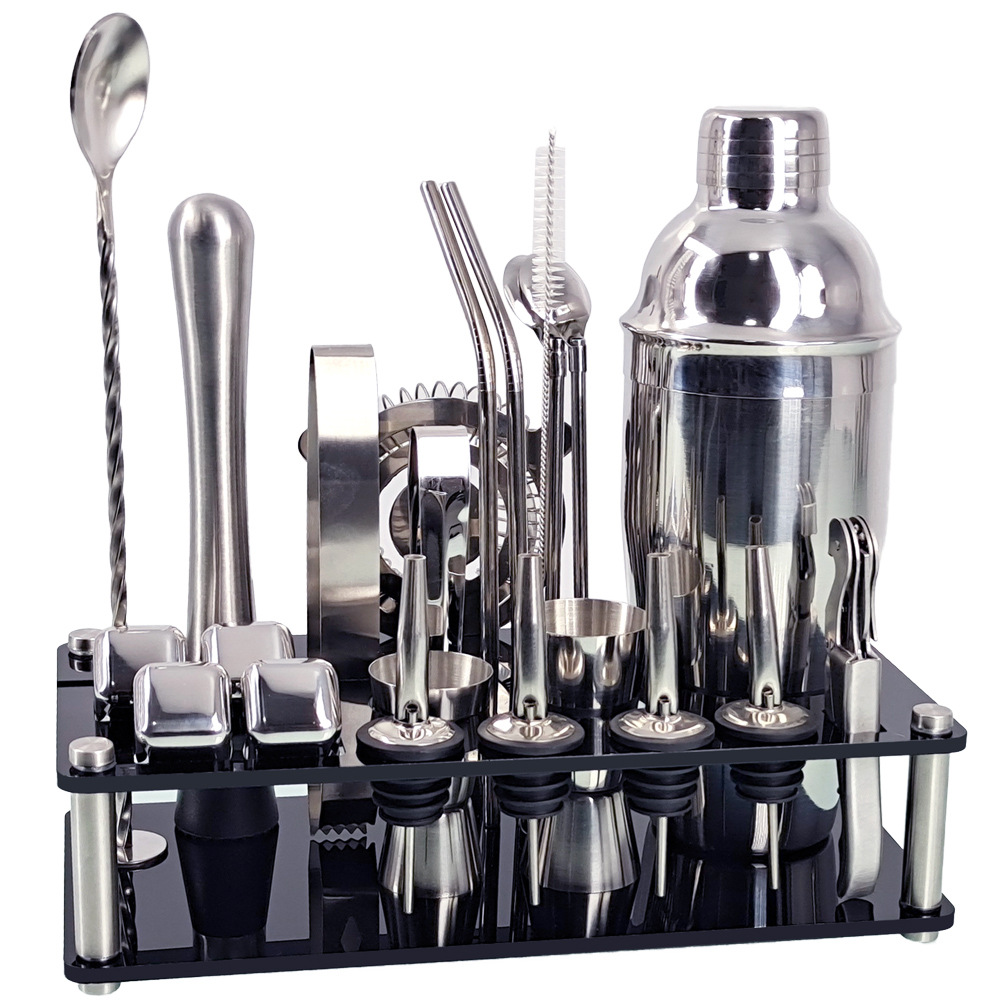 Barware Tools 23 pcs Bartender Kit Stainless Steel Bar Accessories 750ML Cocktail Shaker Set 23 piece