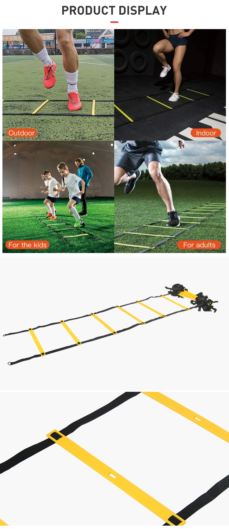 Football Training Speed Agility Ladder Kit With Carry Bag OEM/ODM 12/16/20 Rungs Speed Training Ladder For Child Agility Trainer