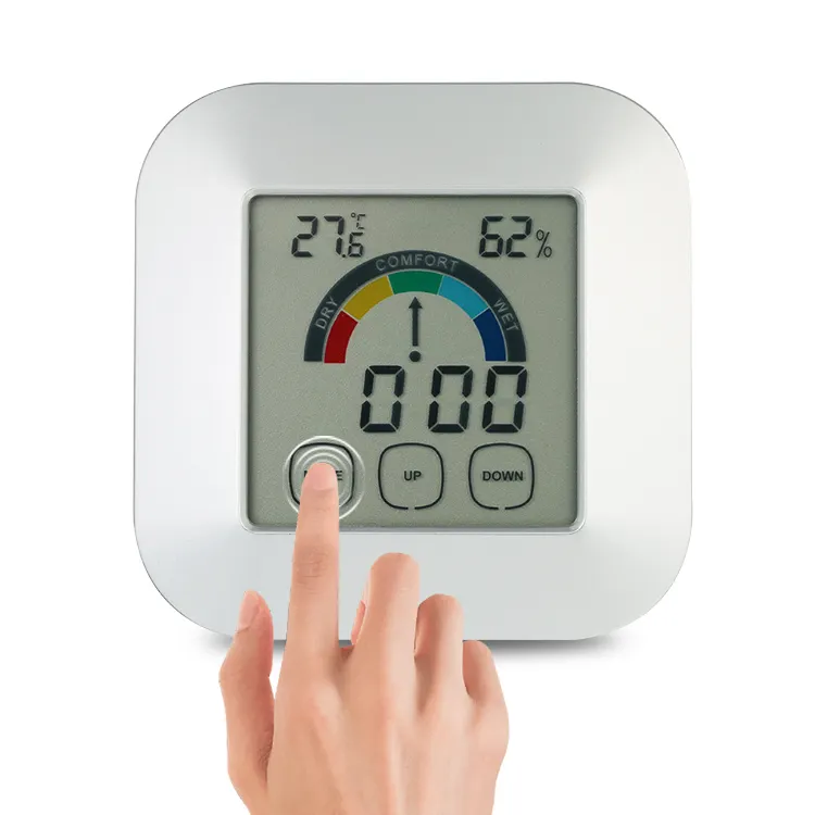 Серебряный Крытый термометром и гигрометром декоративные часы из АБС-пластика для путешествий светодиодный цифровой маленькие часы-будильник