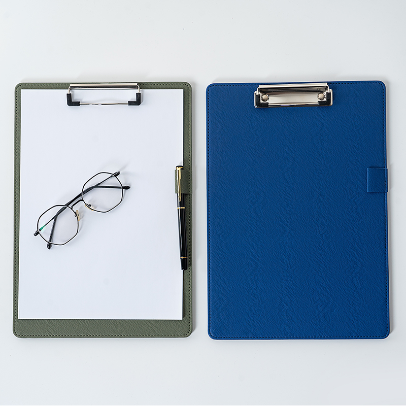 Multifunctional A4 Size Office Supplies Folder Elastic Closure Black Blue PU Leather Board Clip Open Close Bag Pattern A6 Size