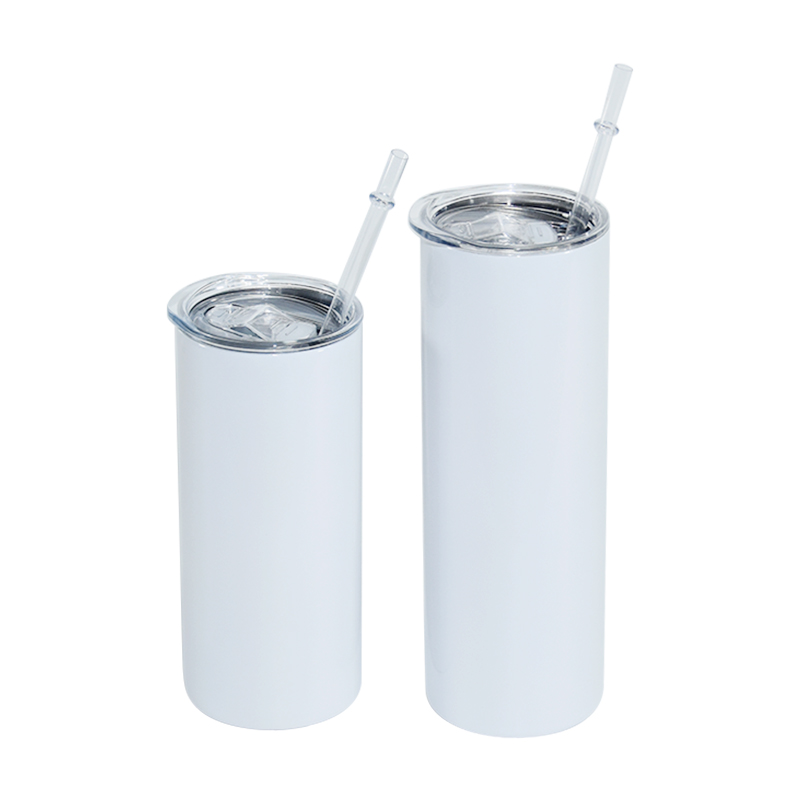 USA Warehouse Wholesale RTS 18/8 Stainless Steel Double Wall Blank 20oz Skinny Straight Sublimation Tumbler With lids and straw