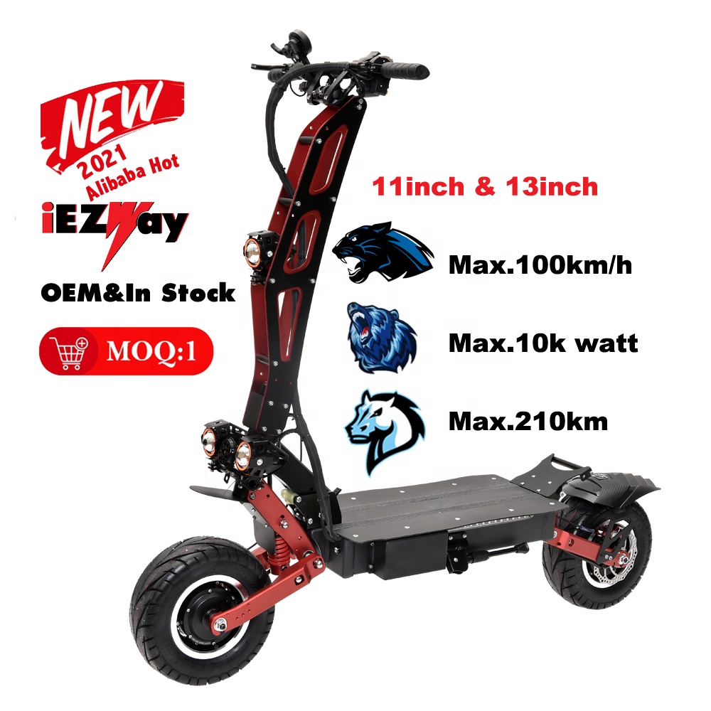 2021 iEZway 11 inch 13 inch Powerful Adult Dual Motor Off road Fat Tire 5600w Electric Scooter with Seat