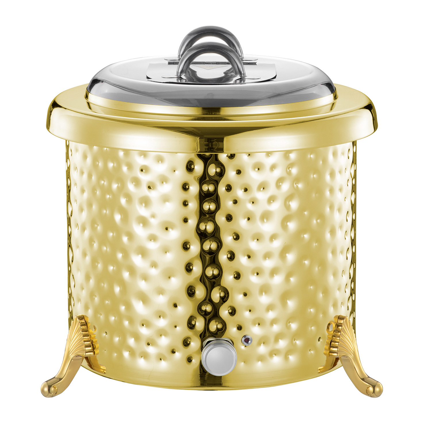 Hammer pattern stainless steel warm soup pot gold plated commercial temperature control electric heating hotel buffet soup pot