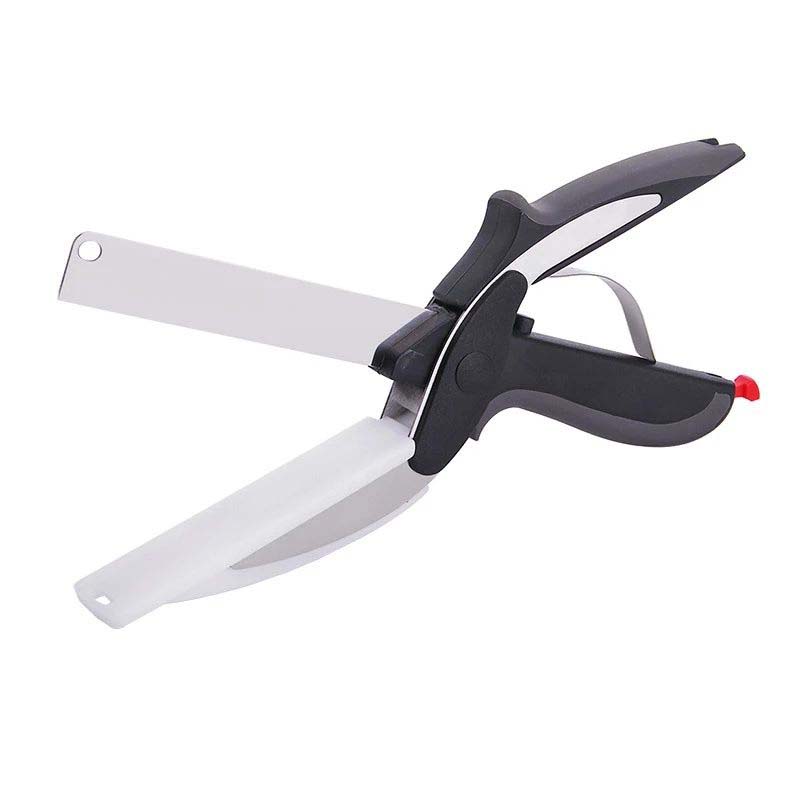 HelloWorld Multipurpose food scissors Kitchen 2 in 1 knife shearing scissors and cutting board