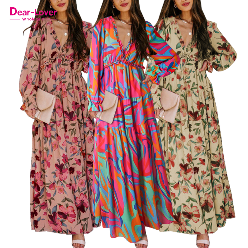 Dear-Lover Vestidos Elegant Casual Womens Summer Dresses Maxi Summer Printed Boho Elegant Formal Dress For Women