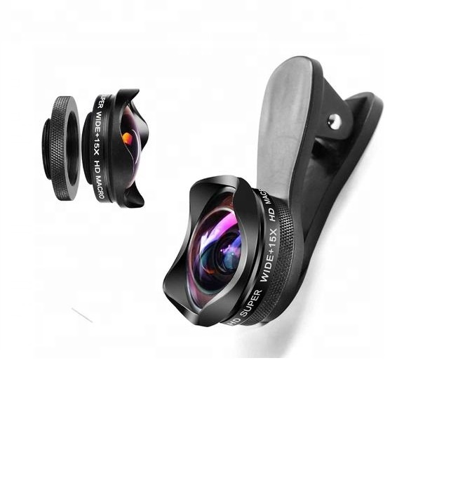 4K HD 2 в 1 объектив телефона Kit-15x макрообъектив добавить 120 градусов широкоугольный объектив телефона для iPhone,iPad, большинства смартфонов