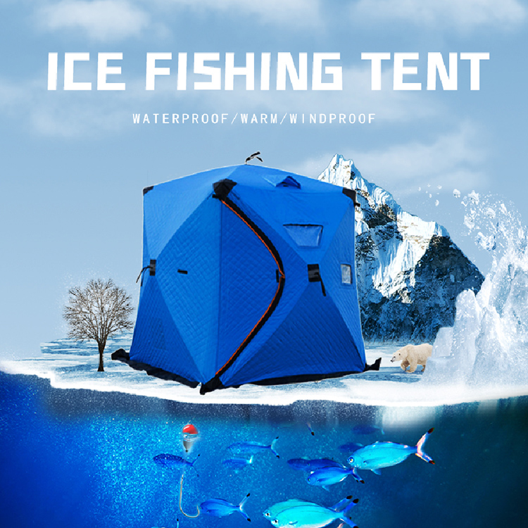 Hexagonal outdoor winter insulated large ice fishing tent