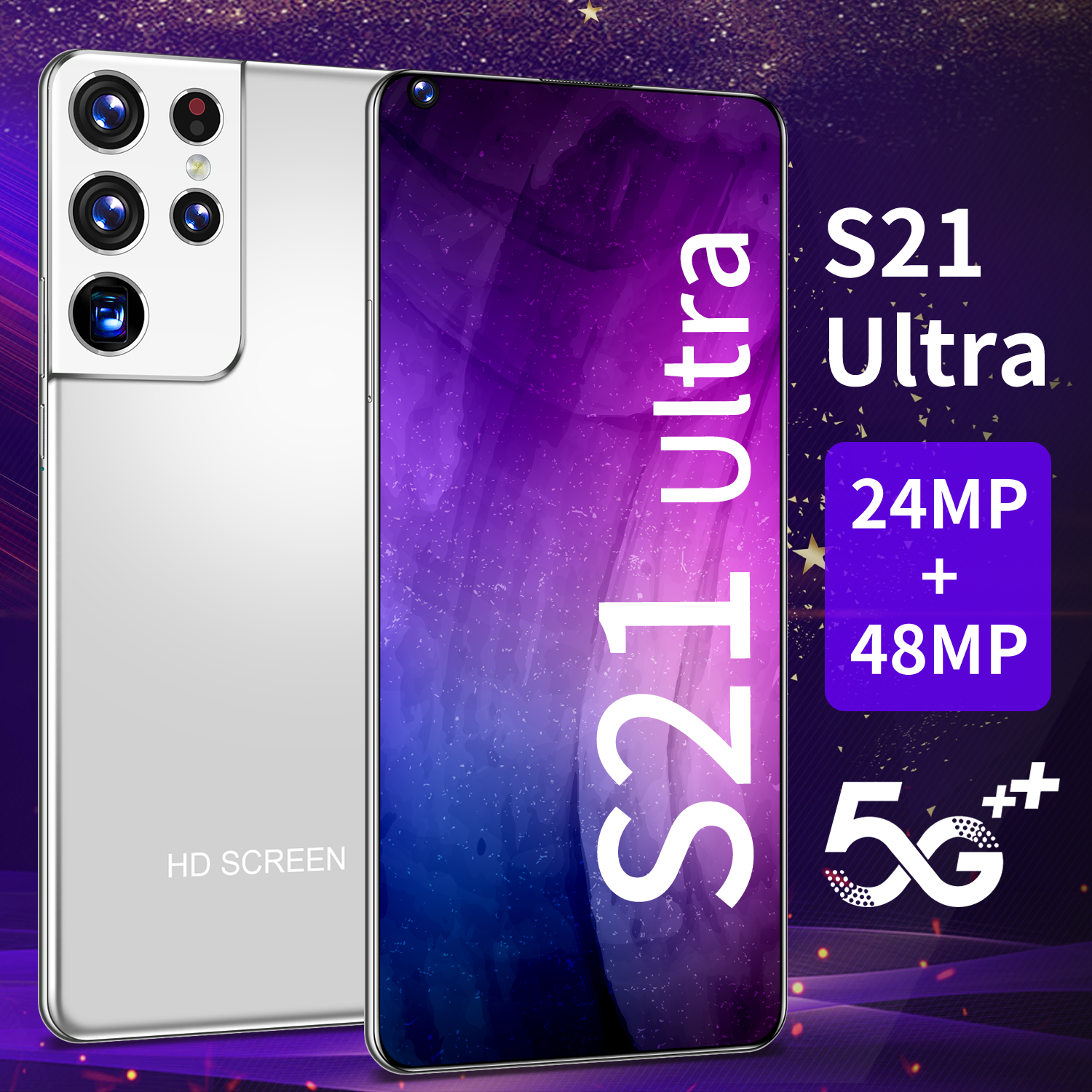 Мобильный телефон S21 + U, большой экран 6,8 дюйма, 16 ГБ, 512 ГБ, 6800 мАч, 1440x3040, 10 унций, две SIM-карты, двойной режим ожидания, смартфон