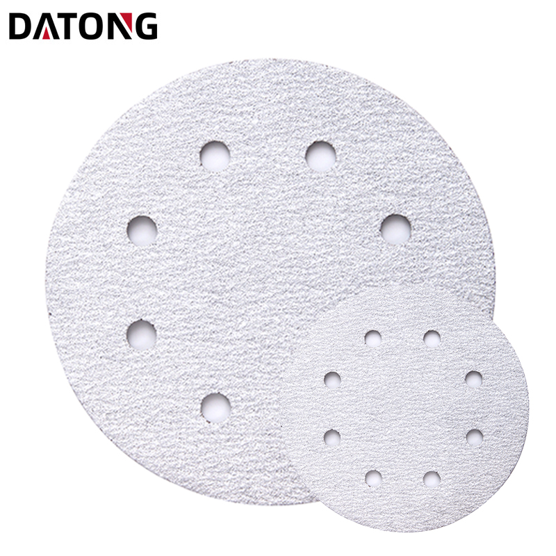 Datong factory High quality abrasives sand paper 5inch 6holes Grit 100 Round Ceramic white Sanding Disc For Metal and Wood