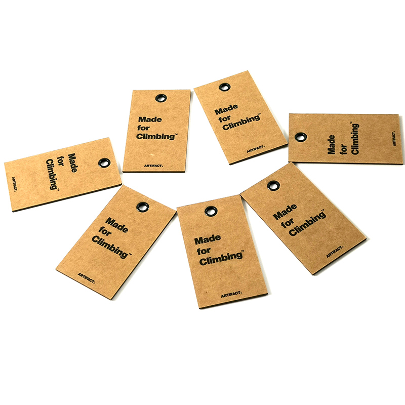 Cheap Custom Design Printing Name Logo Paper Garment Hangtag Labels Clothing Hang Tags with black eyelet