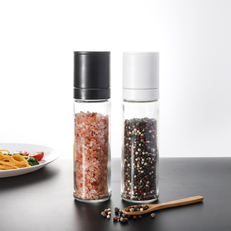 Kitchen Accessories Salt And Pepper Grinder Spice Mills Adjustable Plastic Lid Glass Jar Hand Manual Salt And Pepper Mill