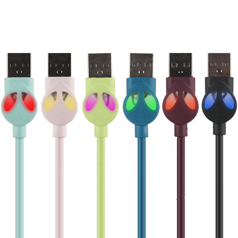 SOMOSTEL Armor cable 1m 2A with led light Fast charging Micro usb Type c Data Cable For Android/iphone Phone