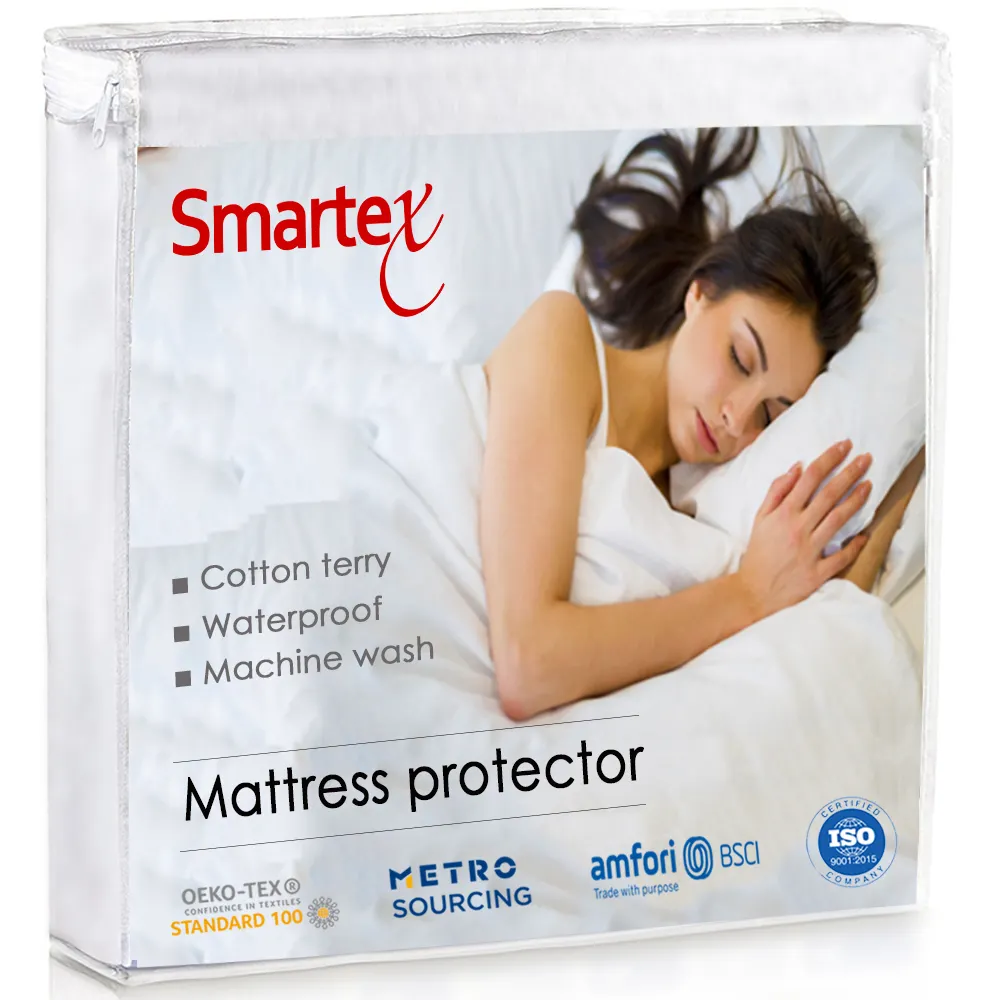 Saferest Waterproof Zipper Mattress Protector Zippered Mattress Protector Bed Protection Pad Bed Mat 100% Polyester 200 Pieces