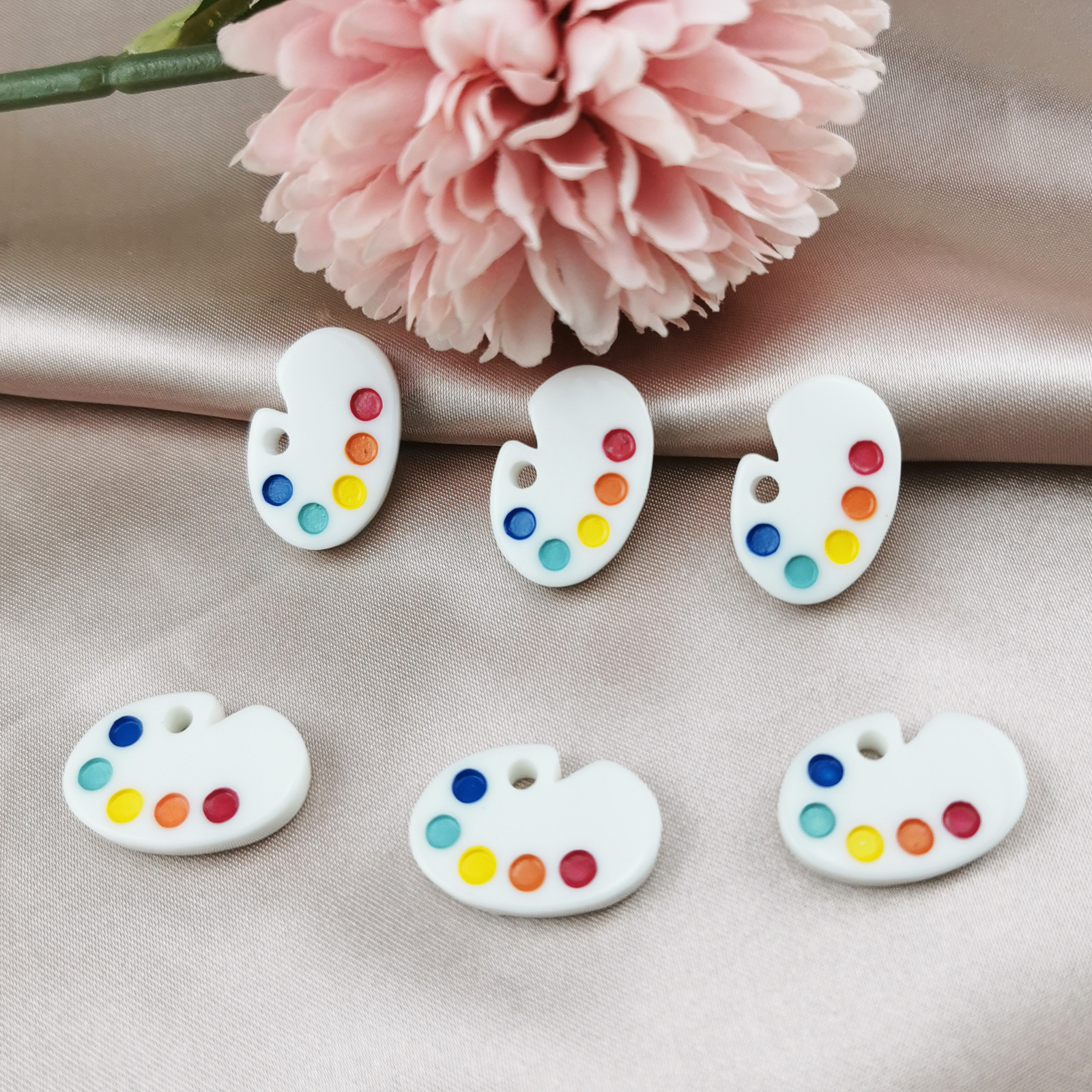 Creative Painted Palette Resin Charms Flatback Keychain Necklace Pendant Accessories Diy Jewelry Findings