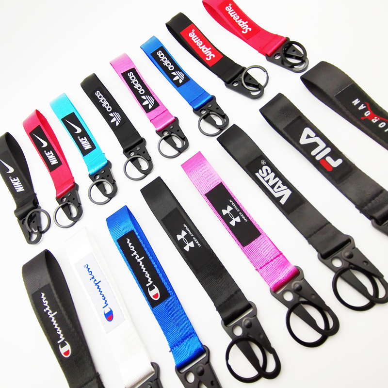 Nylon Thickened Webbing Olecranon Buckle Lanyard 73 Colors Wristlet Keychains Wrist KeyChain Holder for Office Car Key