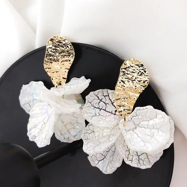 Korean New Statement Trendy Petal Jewelry Dangle Drop Shell Flower Earrings