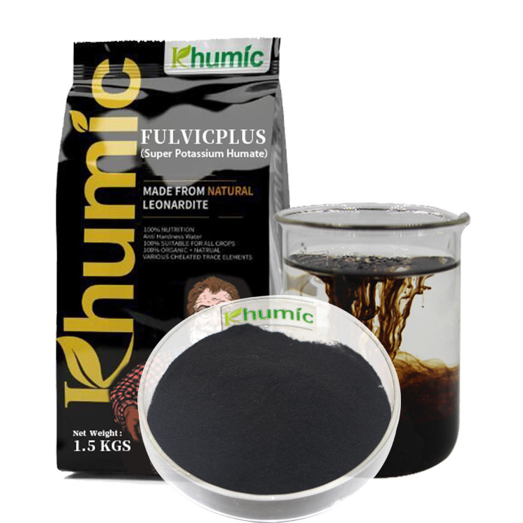 "Fulvicplus"High quality Humic acid potassium salt for crop 60%-70%humic acid Potassium Humate acid powder