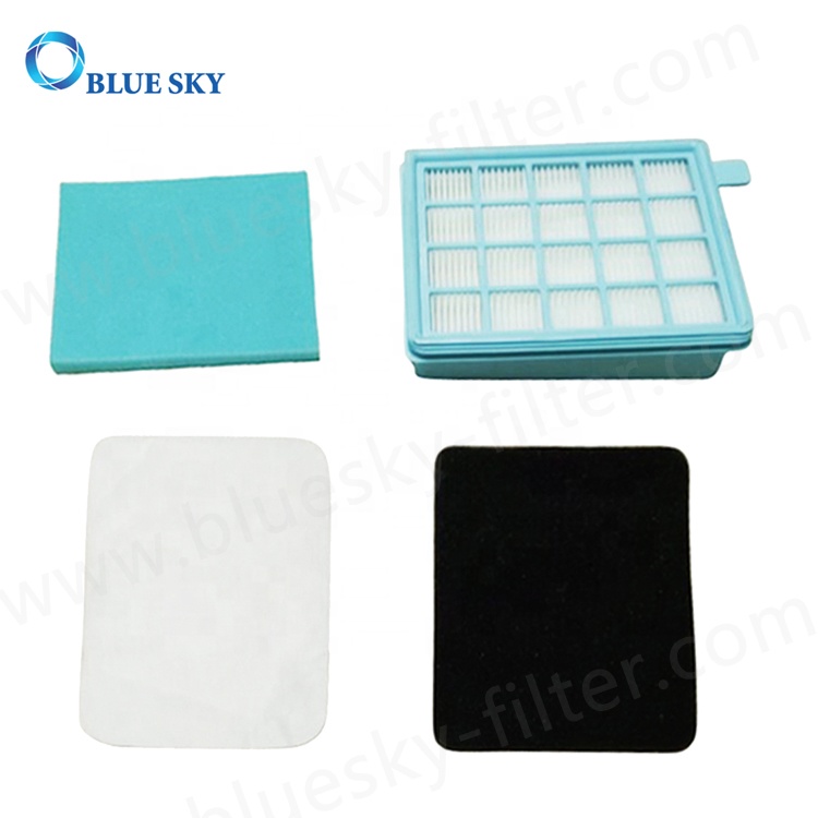 Customized Blue Motor HEPA Filter + Sponge Foam + White Felt Replacement for Philipss FC8633 - FC9324 Vacuum Cleaner