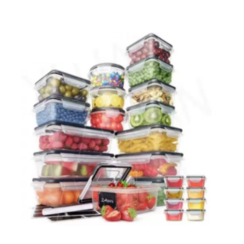 24 Pieces Plastic Food Containers Set with Lids Clear Kitchen Organization Lunch Boxes Airtight Food Storage Containers Set