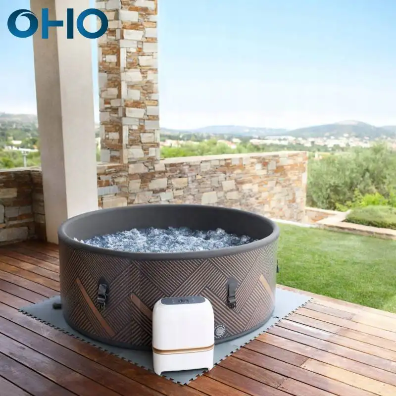OHO Wholesale Indoor Hot Tube Portable Air Bubble Massage Whirlpool Lazy Spa Outdoor DWF Inflatable Hot Tub for 2 4 6 Person