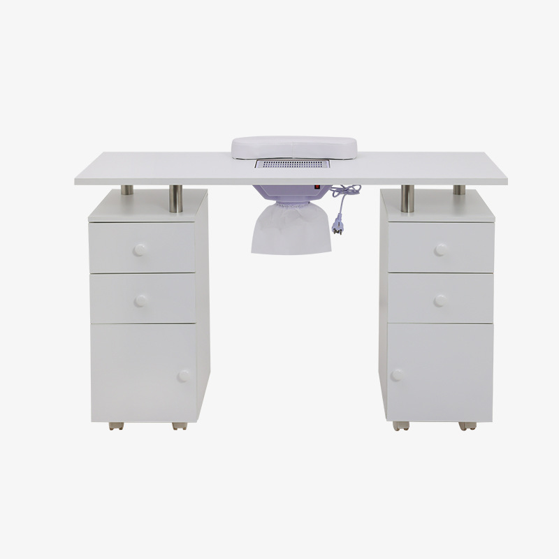 Modern Design Beauty Salon Double Wooden Manicure Table And Chair Sets Luxury Nail Desk With Dust Collector