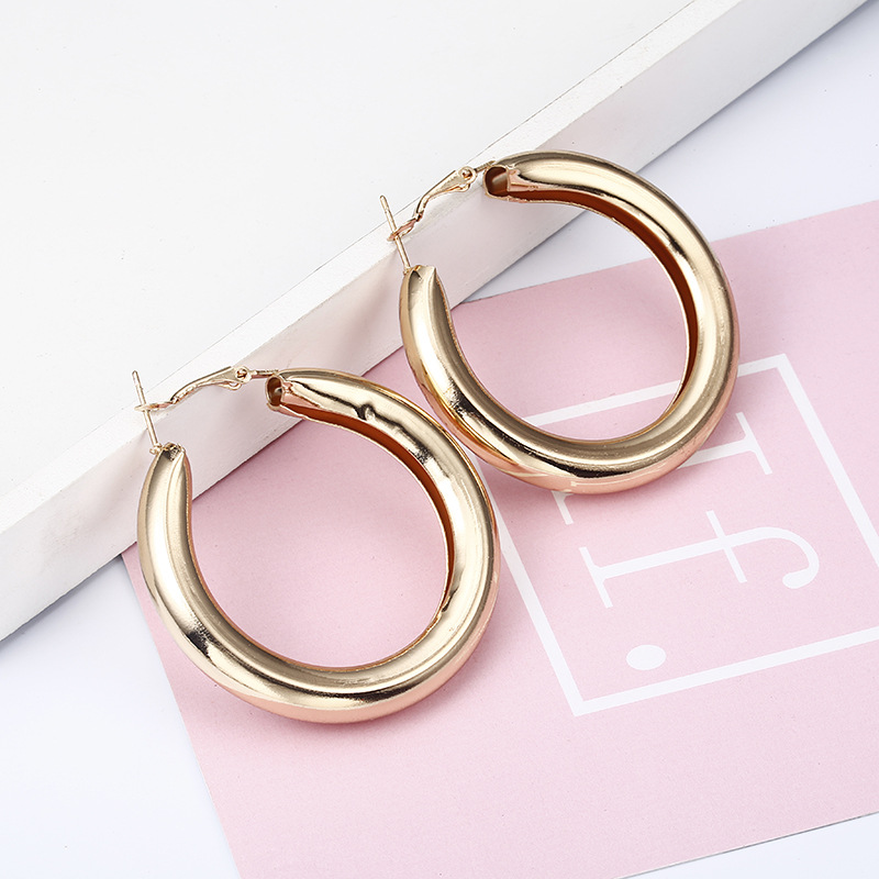 Hot sales trendy gold silver round circle minimalist jewelry earings