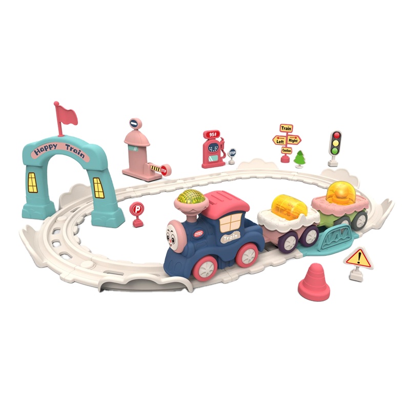 B/O Plastic Cartoon Educational Slot Toys Train for Kids