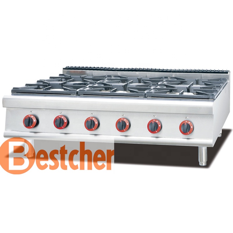 BESTCHER буфетно-кухонное оборудование для приготовления пищи печь из нержавеющей стали газовая плита с 6 конфорками, сертификат Европейского соответствия, сертификат независимого Испытательного и сертификационного EC (ROHS) по запрещению применения опасн