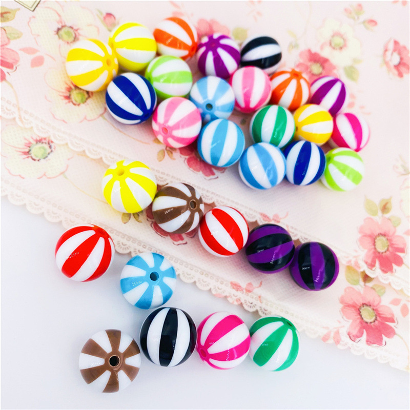 Wholesale Stripe Colorful Acrylic Round Two-Color Straight Hole Scattered Garment Beads