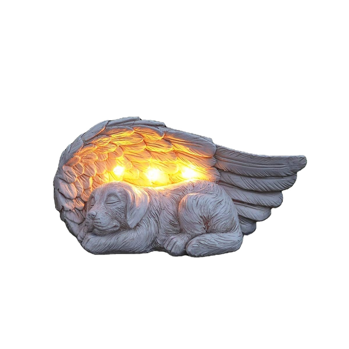 Customized Dog Pet Memorial Stones Gifts Antique Effect Pet Loss Sympathy Gifts with Solar Light Grave Markers Dog Statue