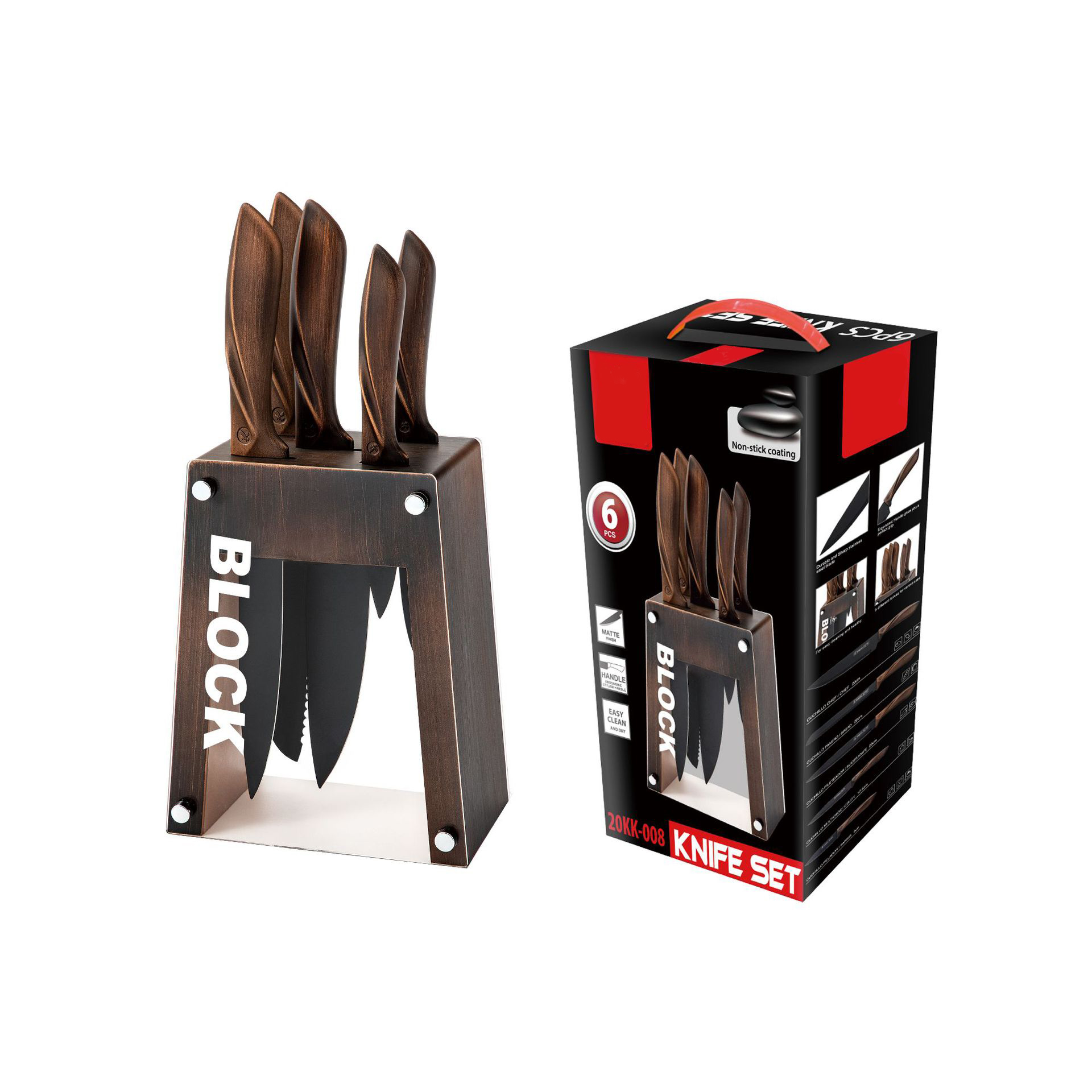 6 PCS Plastic Handle Acrylic Stand Customized Gerber Knife Chef Stainless Steel Kitchen Tools Knives Set