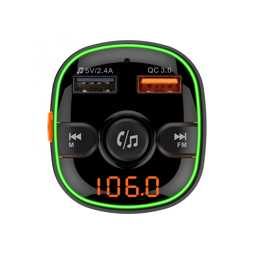 Автомобильное зарядное устройство, FM-передатчик, Bluetooth 5,0, светодиодный дисплей, голосовой помощник