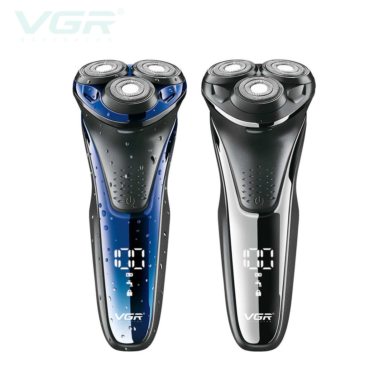 VGR V-306 моющаяся Водонепроницаемая IPX7 для мужчин Бытовая электробритва для лица со светодиодной подсветкой