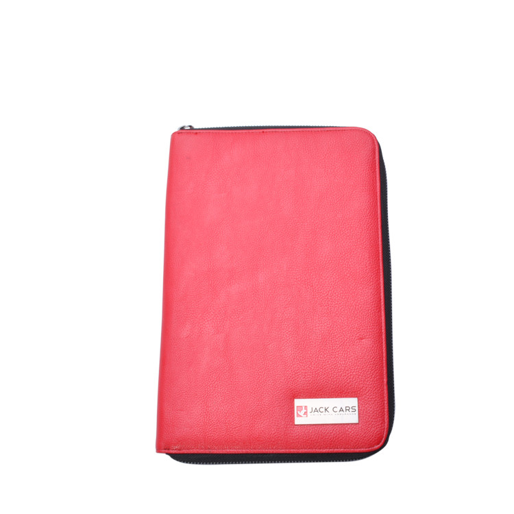 Custom Business PU Leather Portfolio File Folder with zipper around