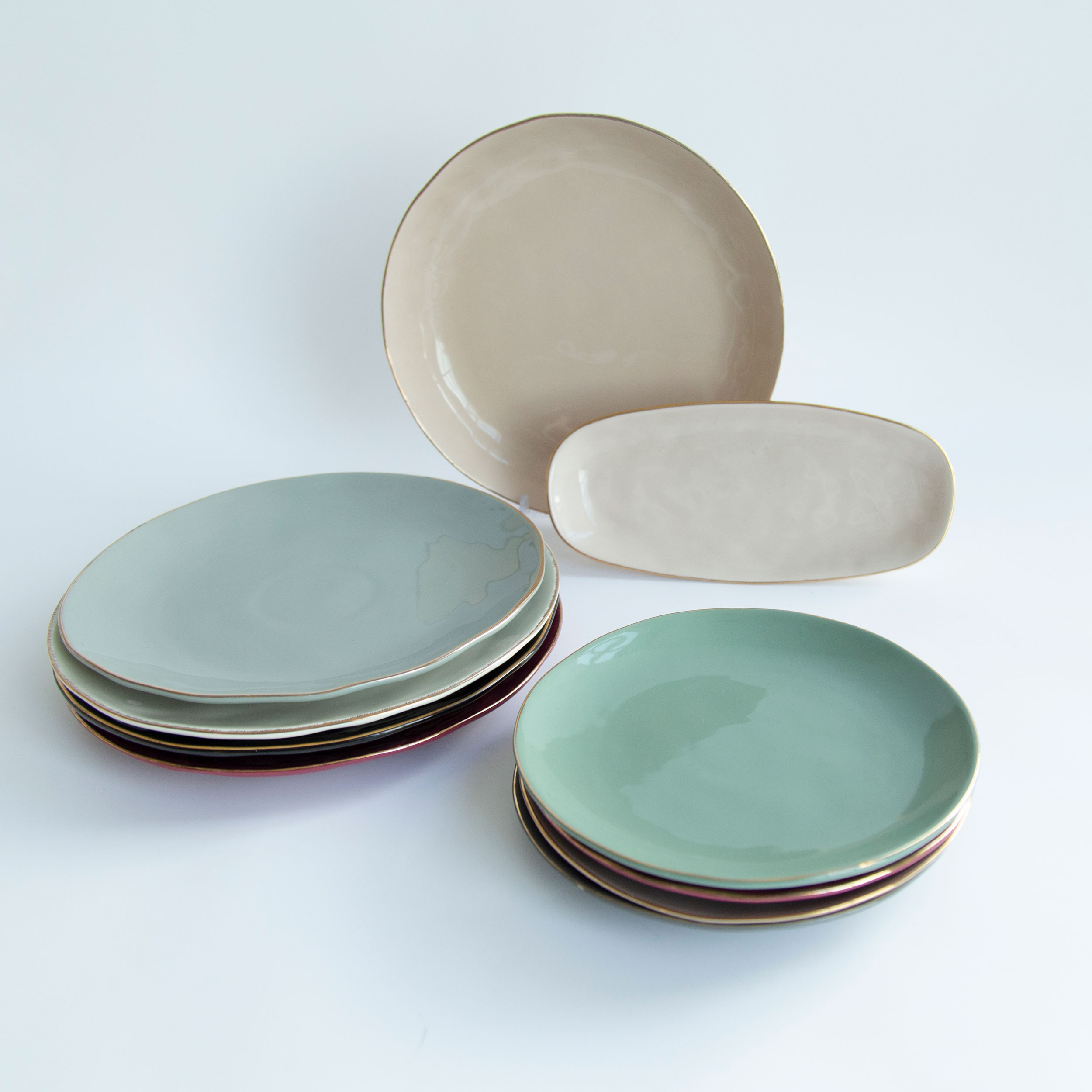 Joyye Amazon Best Seller dining plates ceramic white gold rim ceramic plate nordic dish ceramic plates