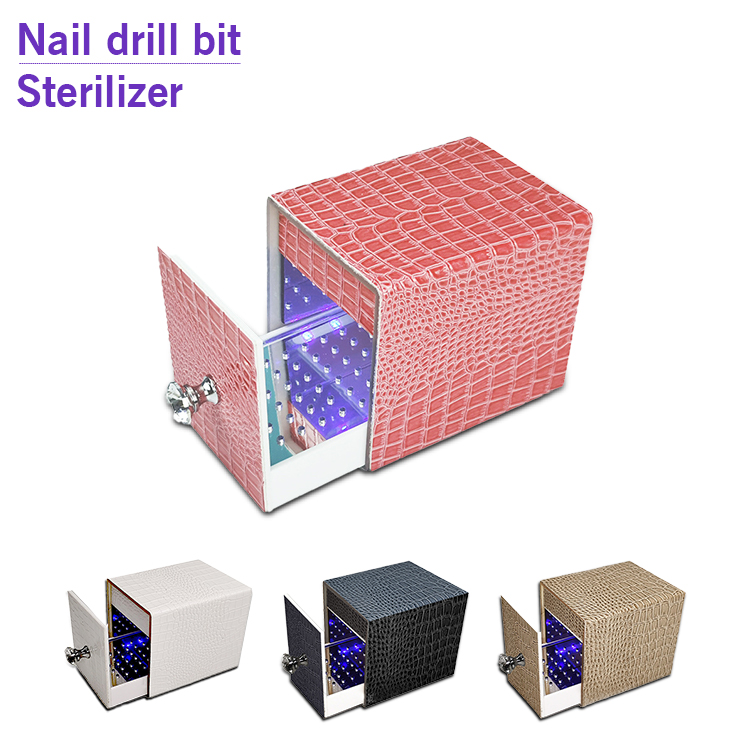 Nail Drill Bit Box Sterilizer Pink White Black Dust Proof Blue Ray Manicure Electric Drillbit Sterilizer Nail Bits Sterilization