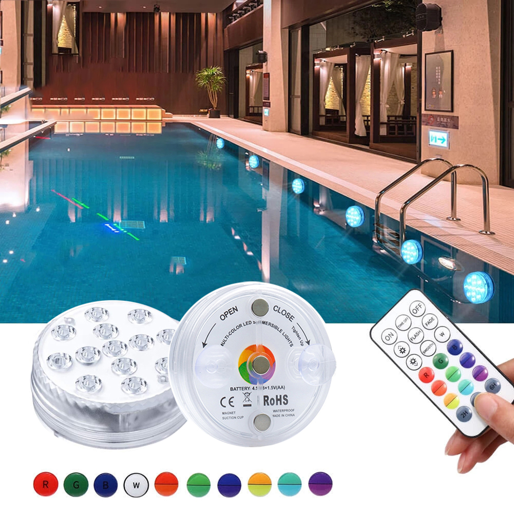 Hot Selling! IP68 Water Proof Underwater Pool Light IP68 Magnet RGB 13 LED Bright Lamp Submersible LED Lights with Remote Swimm