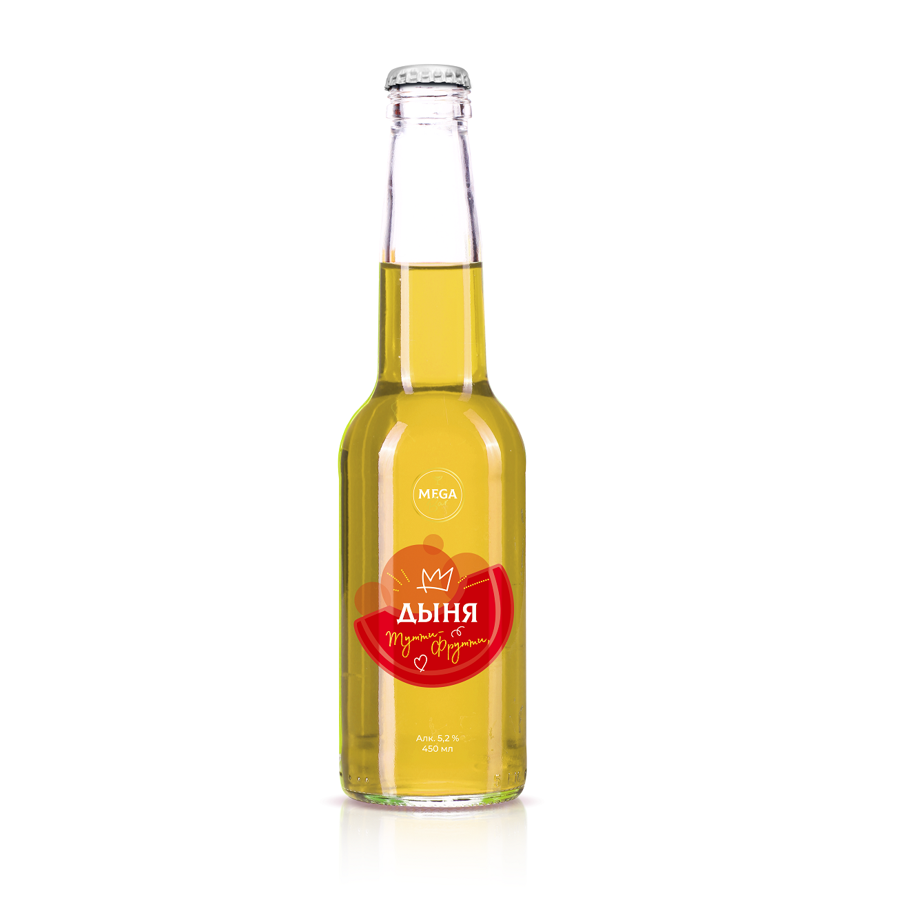 Alcohol drink MEGA Bar Melon beer drink alcohol 5.2% in glass bottle 0.45 l with taste of raspberries and strawberries
