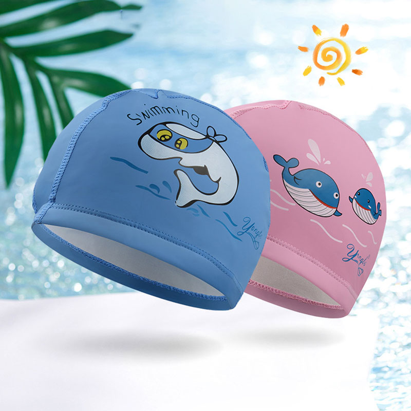 Amazon hot sale PU Soft Unisex Children Hair Care Waterproof Cartoon Colorful Ear Protector Swimming Hat