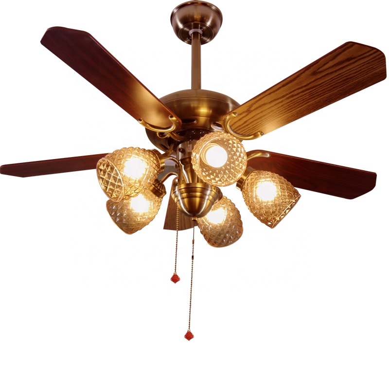 A fan with a pineapple lamp Iron gold 5 light ceiling fans led bulb lamps